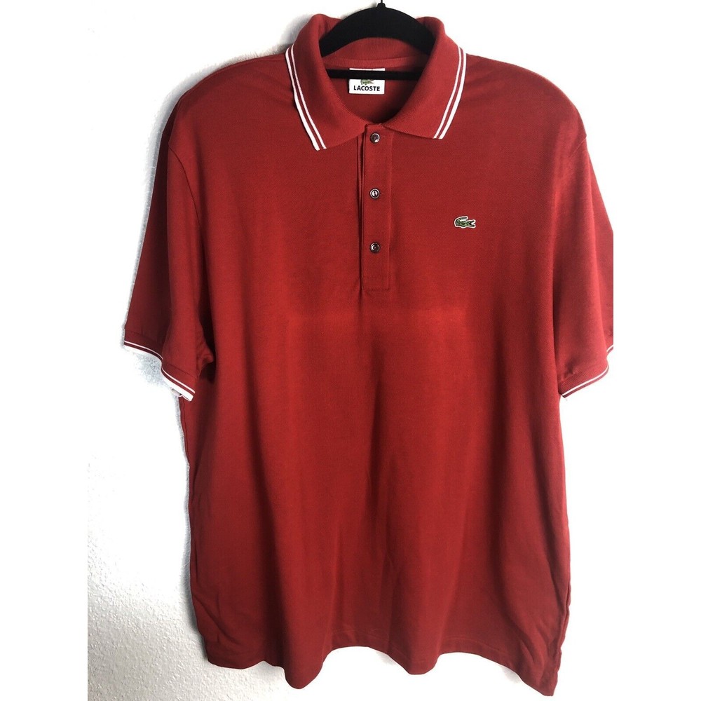 Lacoste Men's 7 Classic Fit Short Sleeve Polo Shirt Small Bordeaux Red 2XL EUC